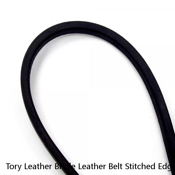 Tory Leather Bridle Leather Belt Stitched Edges Brass Buckle Black U-8-VX